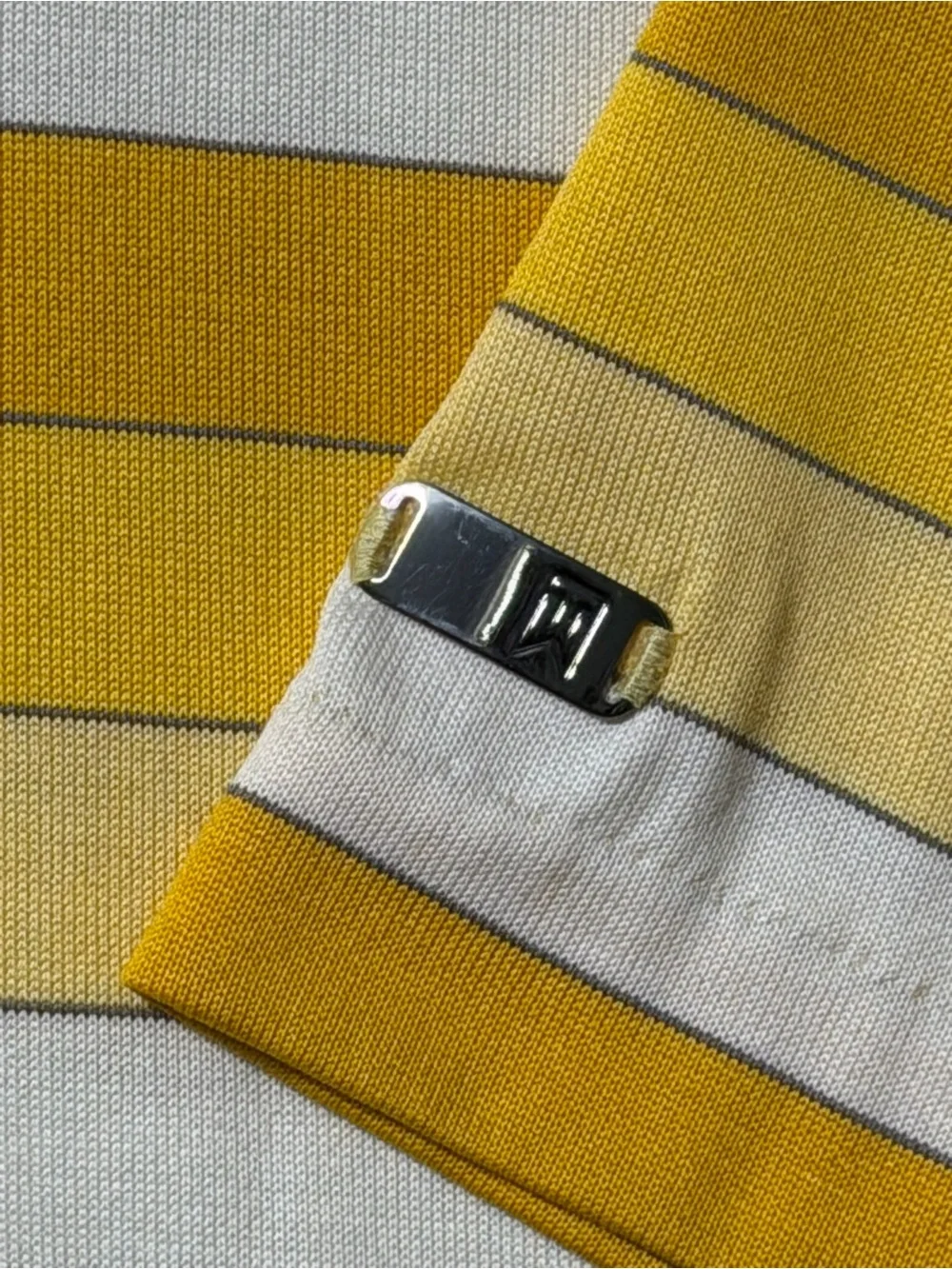 Tiger Woods Collection Nike Golf Men’s L Polo Shirt Yellow Striped NikeFIT Dry